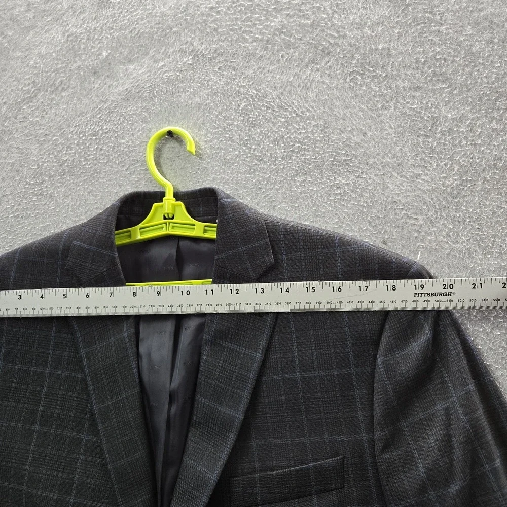 Michael Kors Men Blazer 44L Gray Suit‎ Jacket Plaid Two Button Long Sleeve